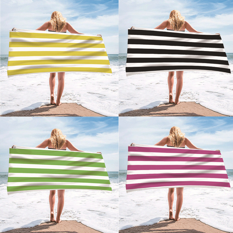 Cross-Border Single-Sided Velvet Beach Towel Microfiber Beach Bath Towel Personalized Striped Pattern Towel Bath Towel Summer Beach