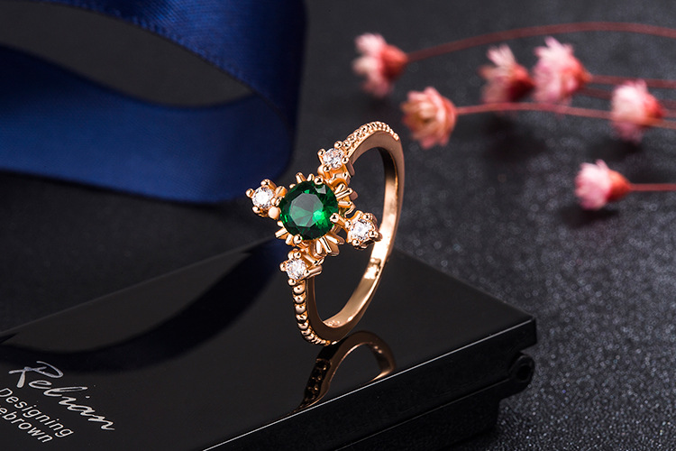 Fashion Snowflake Copper Rings Inlay Artificial Crystal Copper Rings