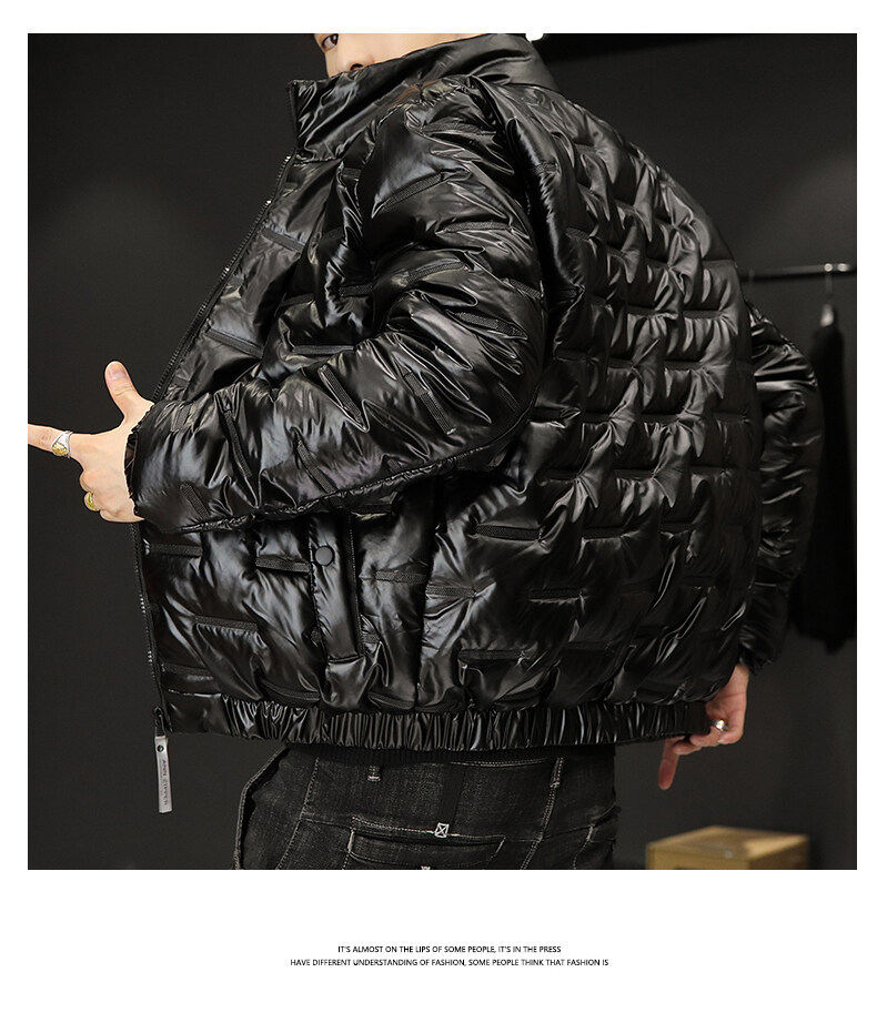 Giacca da uomo in cotone di grandi dimensioni con colletto rialzato in rilievo, stile coreano alla moda, alla moda giovanile, di marca, con cappuccio, taglie forti_voghion.com