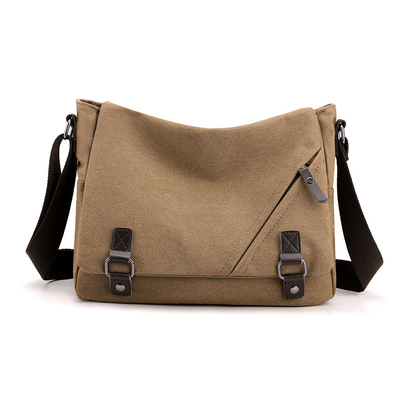 Lifestyle New Men's Bag Men's Backpack Canvas Bag Horizontal Large Bag Single Shoulder Bag Men Minimalist Retro Men's Crossbody Bag