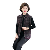中老年女装秋新款时尚仿水貂针织衫妈妈装保暖翻领拉链开衫外套，女装马甲，妃慕昵服饰