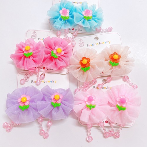 Internet celebrity hair accessories for girls, bow clips, hanging beads, lace clips, girls cartoon acrylic hairpins manufacturer