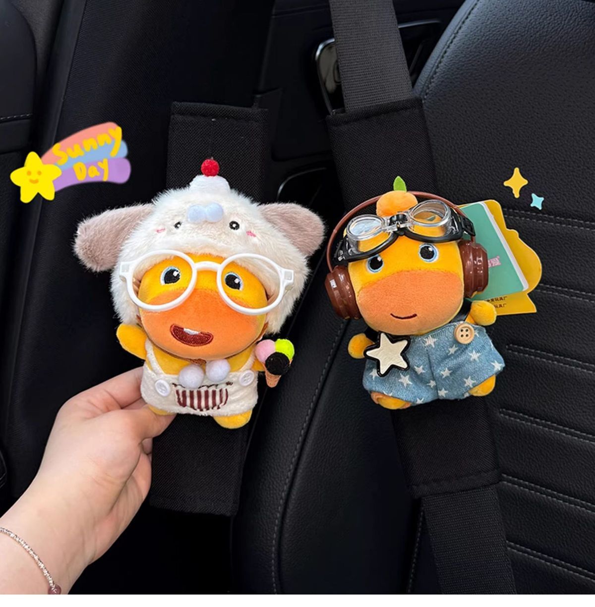 Capybara Lulu Car Seatbelt Shoulder Pads, Car Seatbelt Decoration, Anti-Wear Clothing, Cute Couple Set