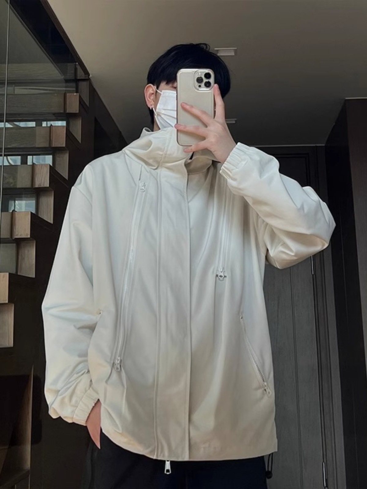 Chaqueta de estilo americano primavera y otoño marca de moda al aire libre herramientas funcionales impermeable a prueba de viento casual chaqueta con capucha