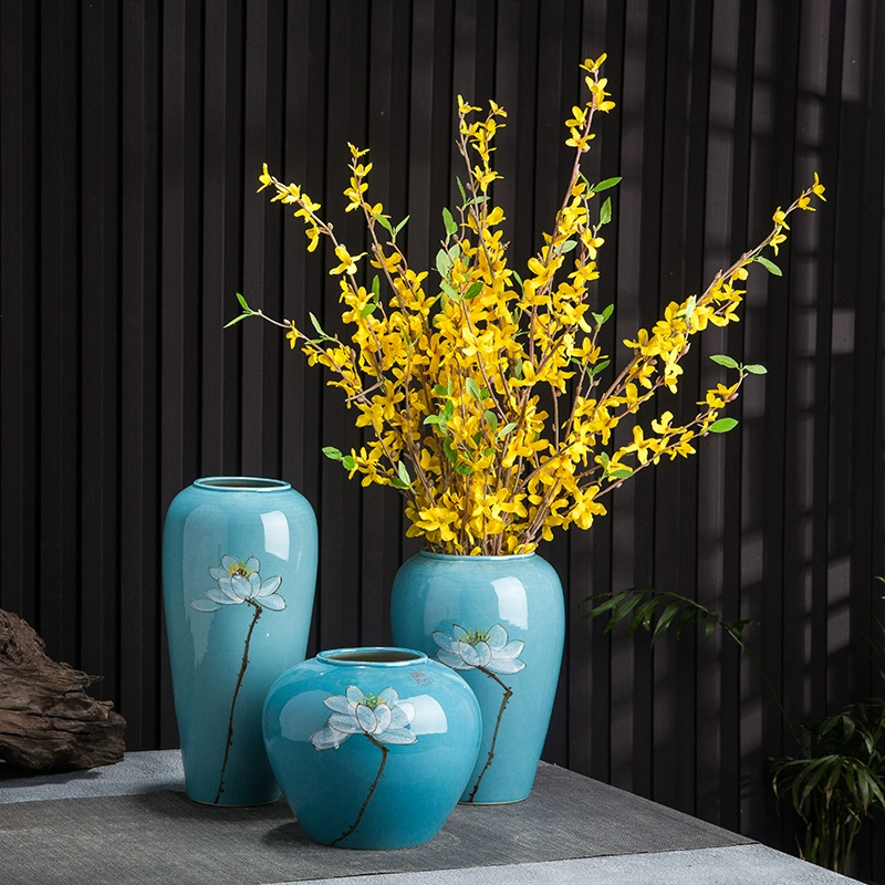 Цзиндэчжэнь керамическая ваза украшение гостиной цветочная композиция Новый китайский винтажный декоративный глиняный горшок с гидропонной посудой