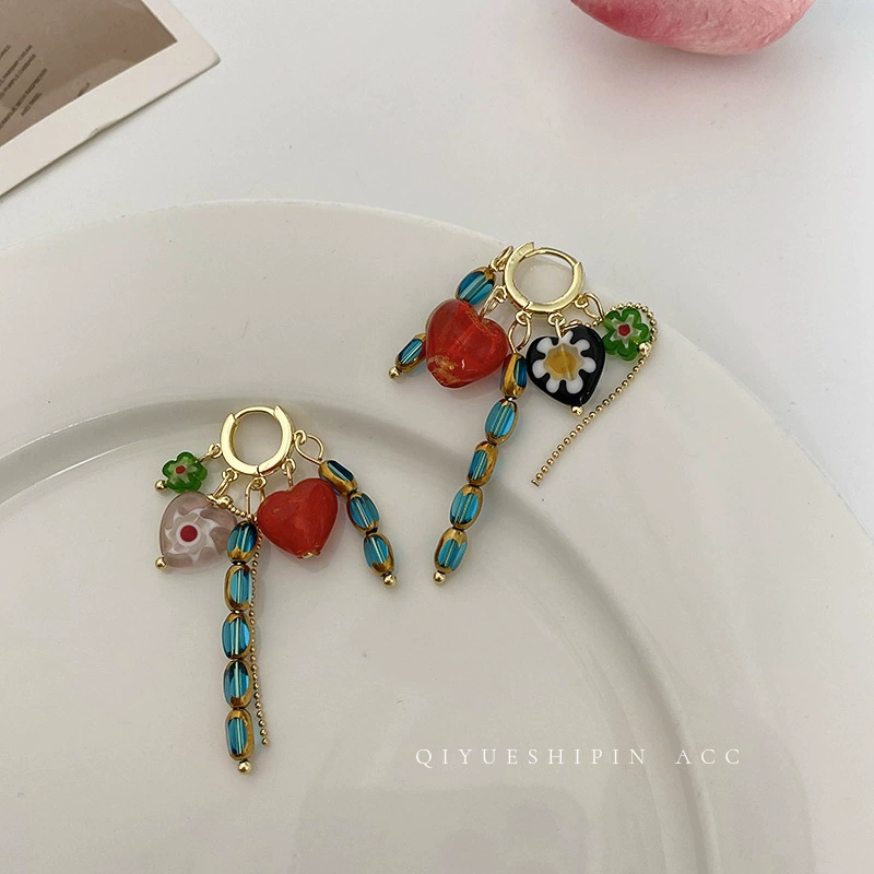 Дизайнерский кулон ручной работы с кисточками, серьги, цветочный