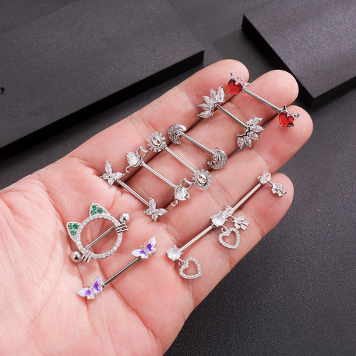 European and American cross-border e-commerce new zircon breast ring breast nail piercing jewelry online wholesale