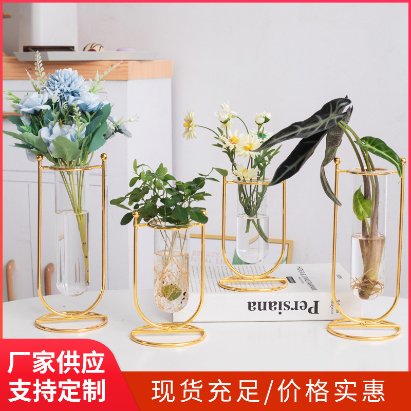 Fábrica al por mayor ins nórdico de hierro florero vidrio hidropónico flor seca decoración salón comedor TV gabinete decoraciones