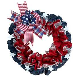 符源亚马逊独立日花环跨境美国花圈7月4 USA独立站仿真花环wreath