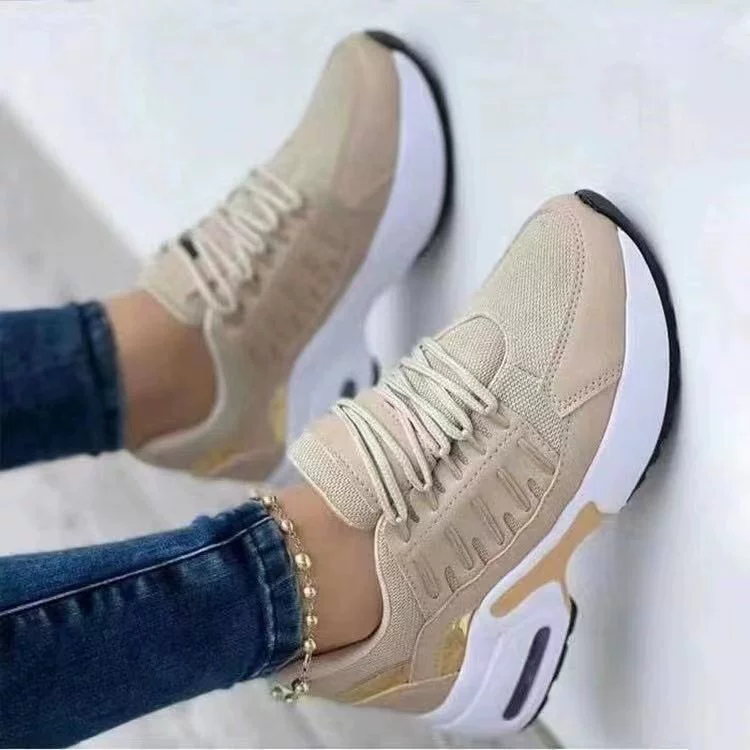 Кроссовки Mesh Knit Casual – круглые носки, шнуровка, амортизирующая средняя пята, резиновая подошва, комфорт на каждый день