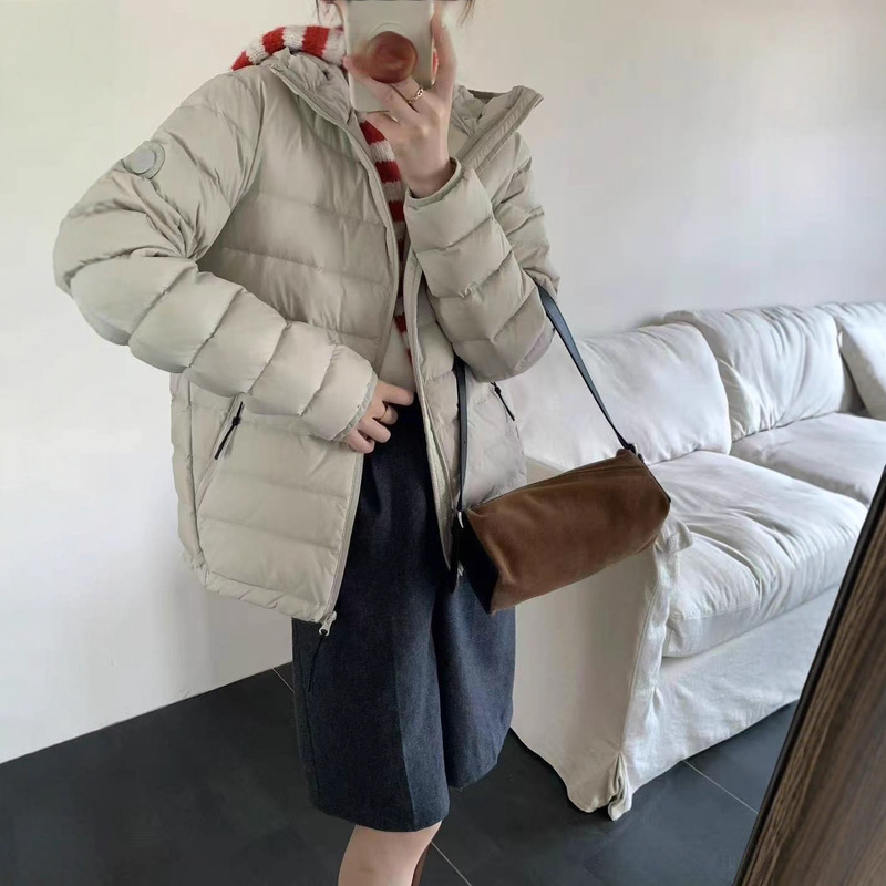 90白鸭绒排骨薄款羽绒服2025年秋冬新款小个子立领连帽情侣外套|undefined
