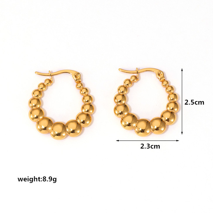 16g Weight Stainless Steel Ear Needle Material Hoop Earrings Classification 1 Pair Quantity Holiday, Daily Occasion Stainless Steel Material Geometric Pattern Women's Gender Plating Design IG Style, Casual Style 1 Pair IG Style Casual Geometric Plating Stainless Steel Hoop Earrings 8