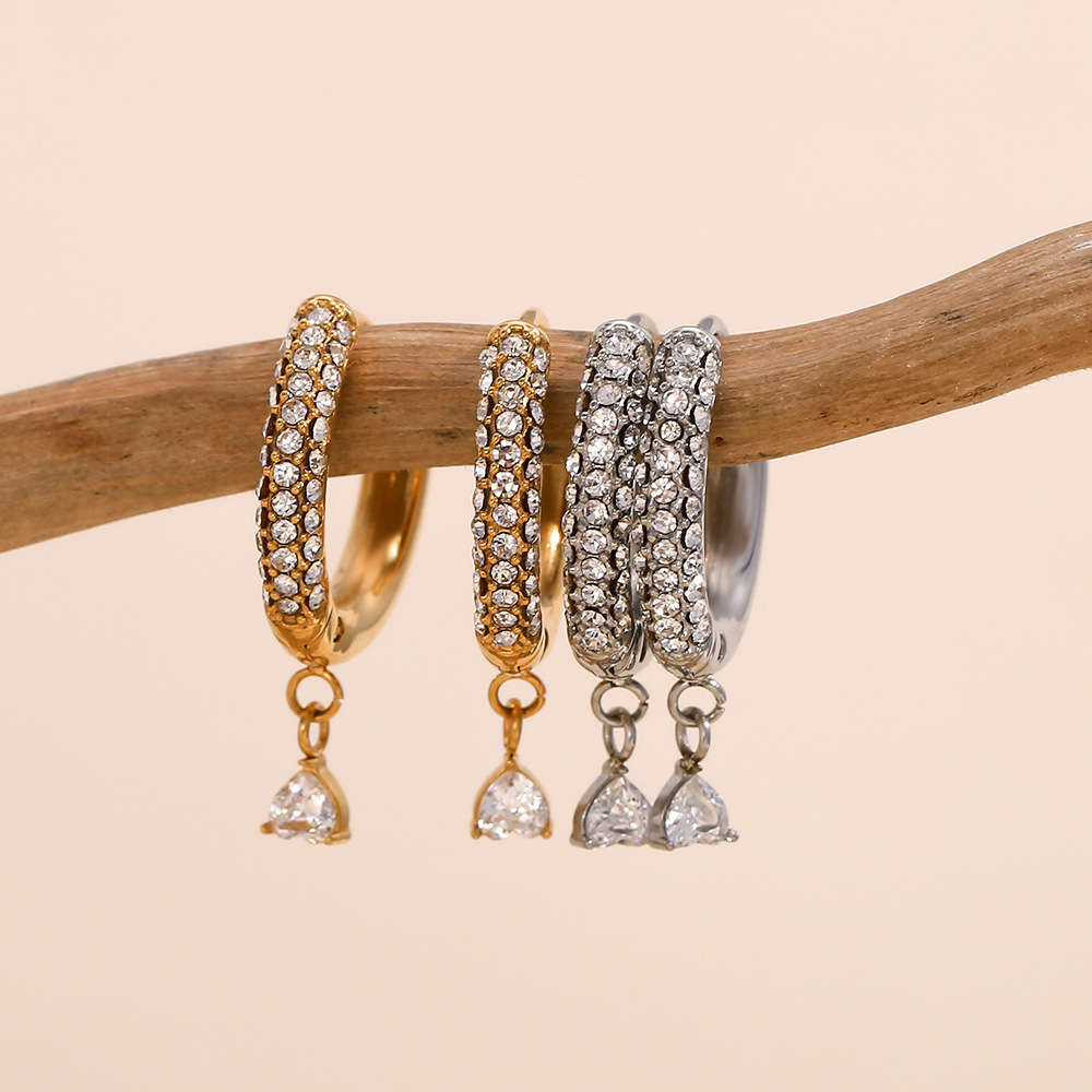 Plated Gold Love Pendant Stainless Steel Earrings