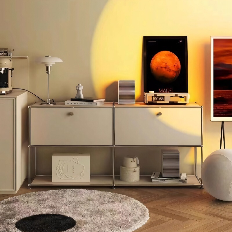 USM Middle Ancient Stainless Steel TV Cabinet Storage Simple Modern Modular Combination Integrated Sideboard Living Room Ins Bucket Cabinet