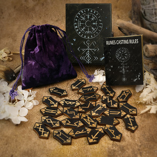 New Woodcut Rune Set Black Symbol Western Occult Introductory Props Runes Set Runes