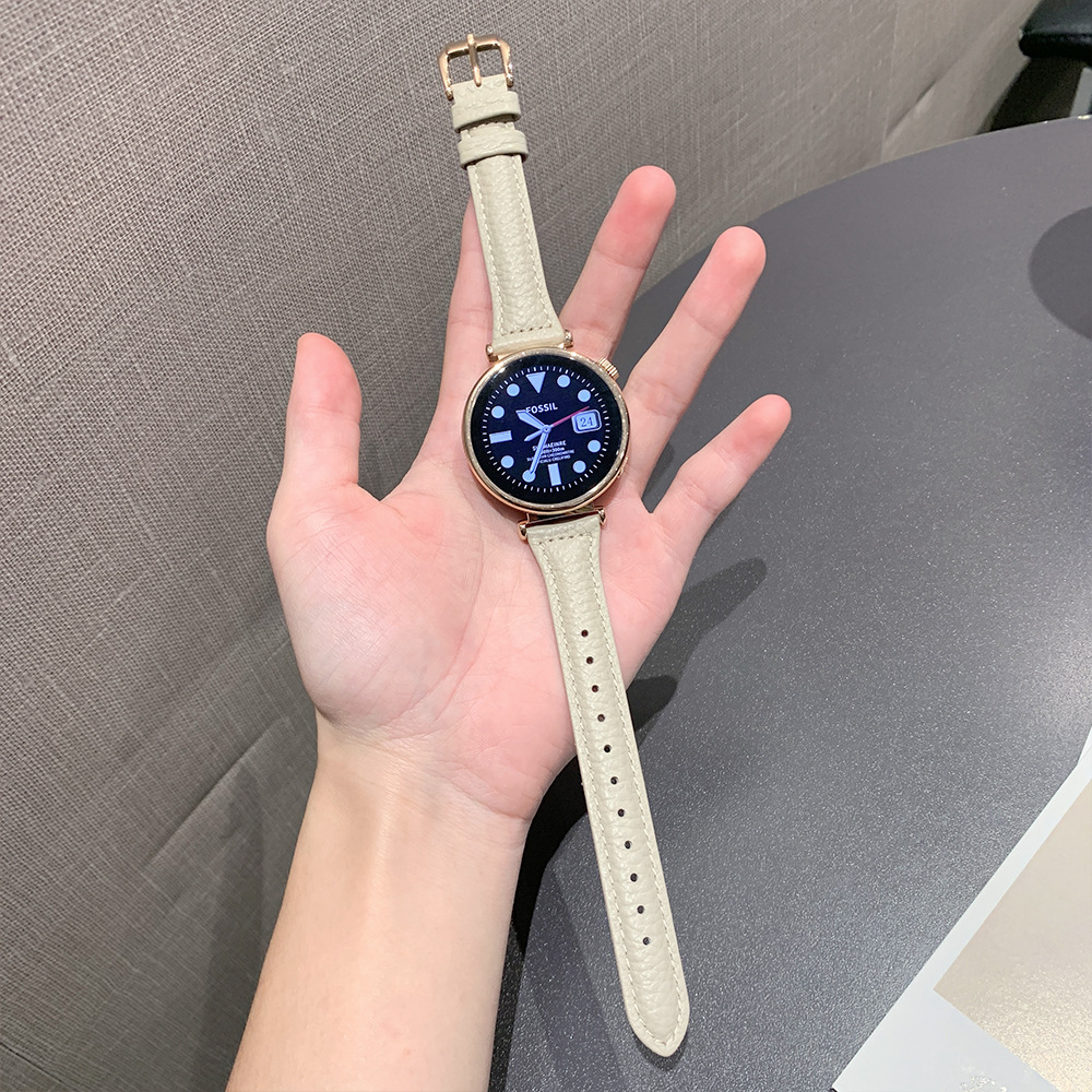Small Waistline Lychee Pattern Leather Strap Suitable for Watches Gt4/Watch3/4Pro Women's Models Huawei Gt5 Strap