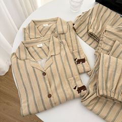 カップルパジャマ 3 点セット夏韓国風カジュアル刺繍漫画半袖男の子と女の子の夏のホーム服は屋外で着用できます