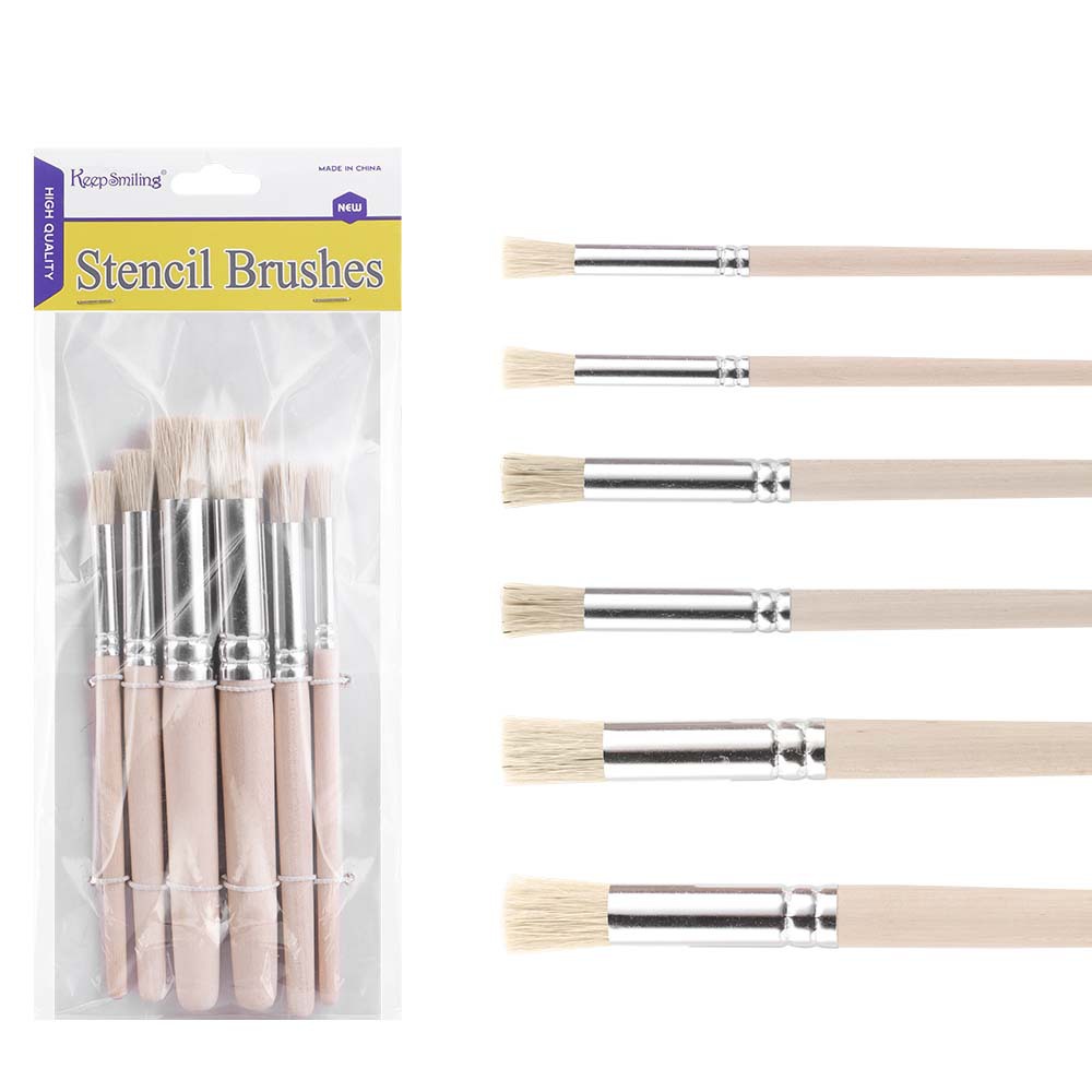 Juego de pinceles al óleo Huangshi 6 pinceles de cerdas de madera, pinceles de pintura, bolígrafos acrílicos, pinceles de pintura, suministros de arte especiales