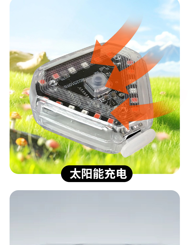 Car, Motorcycle, Tram Warning Light, Colorfulful Strobe Light, Led Decorative Light, Wiring-Free Solar Anti-Rear Collision Light