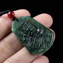 天然缅甸a货翡翠龙牌生肖龙吊坠糯种玉石挂件男女四会玉器批发