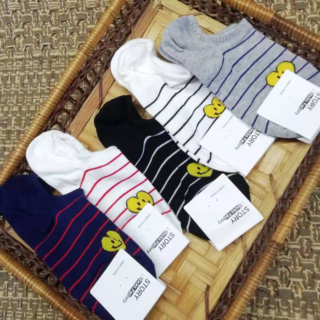 Korean Socks Short Tube Socks Women's Cotton Socks Striped Heart Smiley Face Spring and Summer Dongdaemun New Casual Style