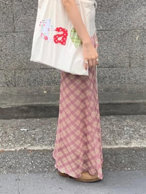 欧美甜美清新风格纹网纱半裙跨境新款修身显瘦少女风直筒长裙女|undefined