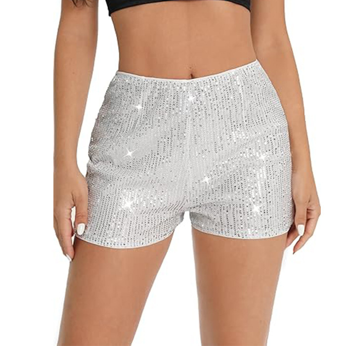 Spring 2025 Amazon Multicolor Shiny Beaded Slim-fit Hot Pants Mid-waist Women's Sexy Straight Shorts Spring 2025 Amazon Multicolor Shiny Beaded Slim-fit Hot Pants Mid-waist Women's Sexy Straight Shorts
