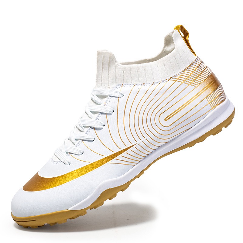 Local tyrant gold ag spike tf football shoes men's new high-top leather foot sports training shoes youth game football_voghion.com