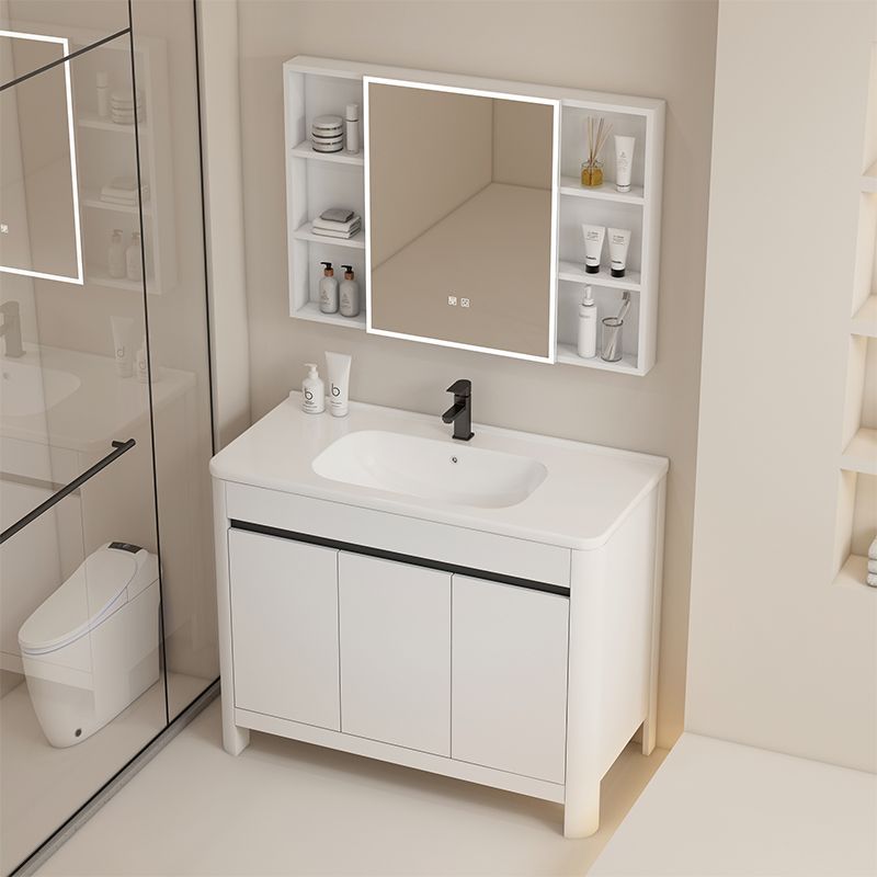 Simple moderno tipo de piso de aluminio del espacio gabinete de baño combinación de arco lavabo baño lavabo gabinete