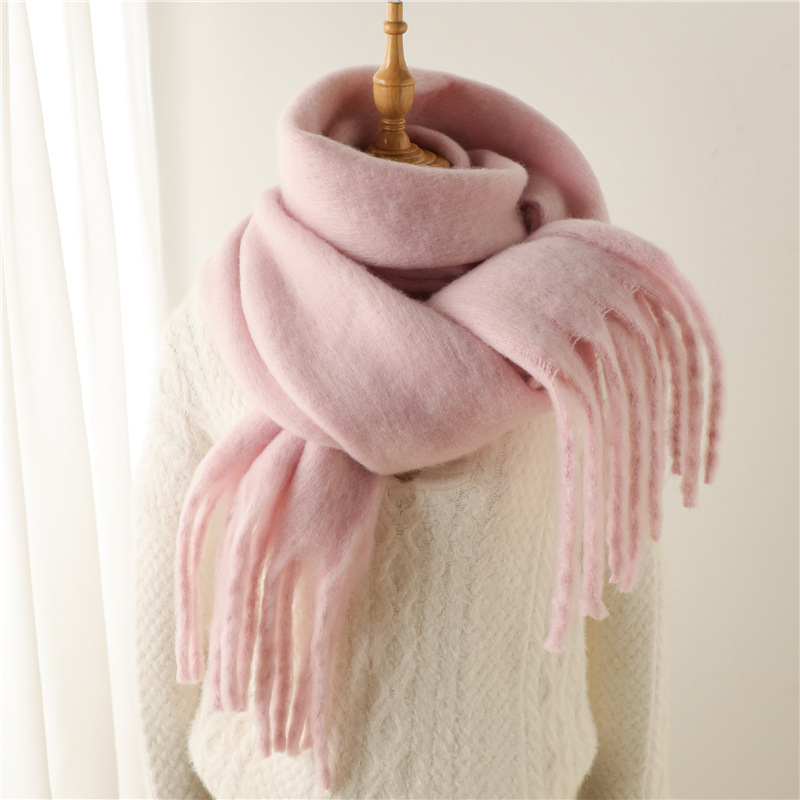 Mohair Schal Für Damen Und Herren Mit Fransen Und Perlen_voghion.com