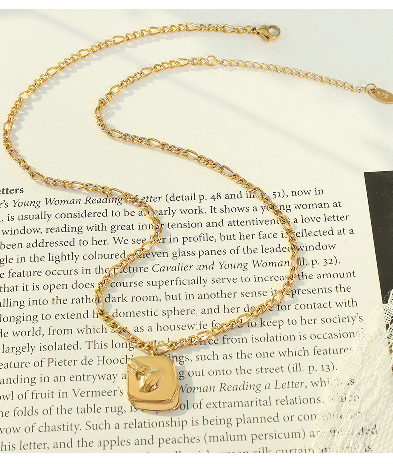Personality Simple Titanium Steel Geometric Face Pendant Necklace_colorza_4