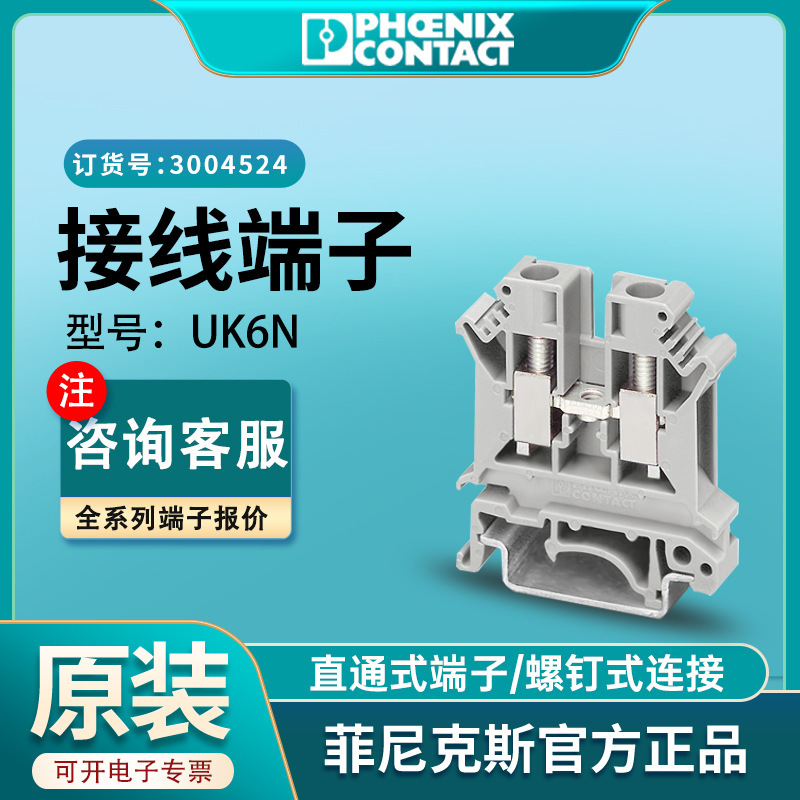 Phoenix Terminal Block Uk6N Straight-Through Rail Screw Connector Uk3004524 Screw Type
