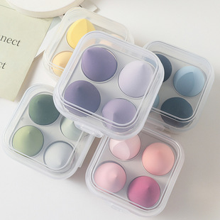 4 Egg Box Powder Puff suit Beauty Makeup Egg Air Cushion Powder Puff Color Makeup Egg Makeup Egg Gourd Water Drops Slant Cut Powder Puff
