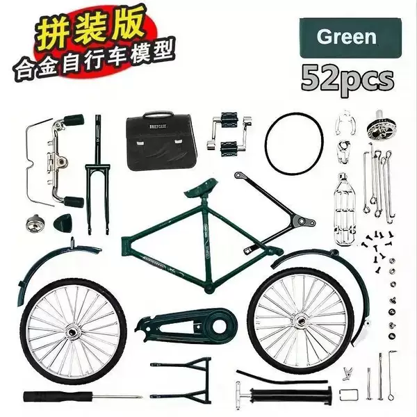 New Handmade DIY Bicycle 28-Bar Artificial Model 90S Retro Assembled Toy Semi-Alloy