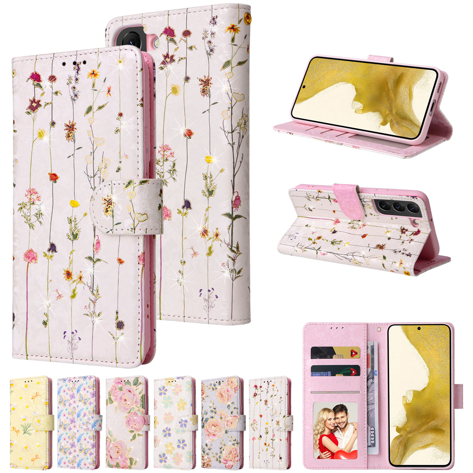 新款防盗刷烫金印花适用于三星S25U手机壳S24PLUS插卡皮套A36/A17