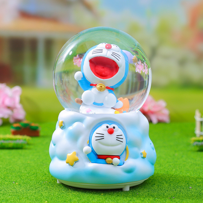 Caja de música de bola de cristal de Kapibala ingenua y linda, adornos de escritorio luminosos, nieve que cae, regalo de cumpleaños para estudiantes y niños