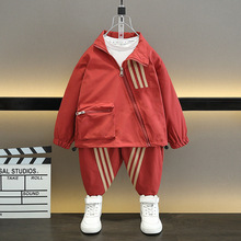 男童运动套装春秋男宝宝红色喜庆新年童装2025新款儿童休闲韩版潮