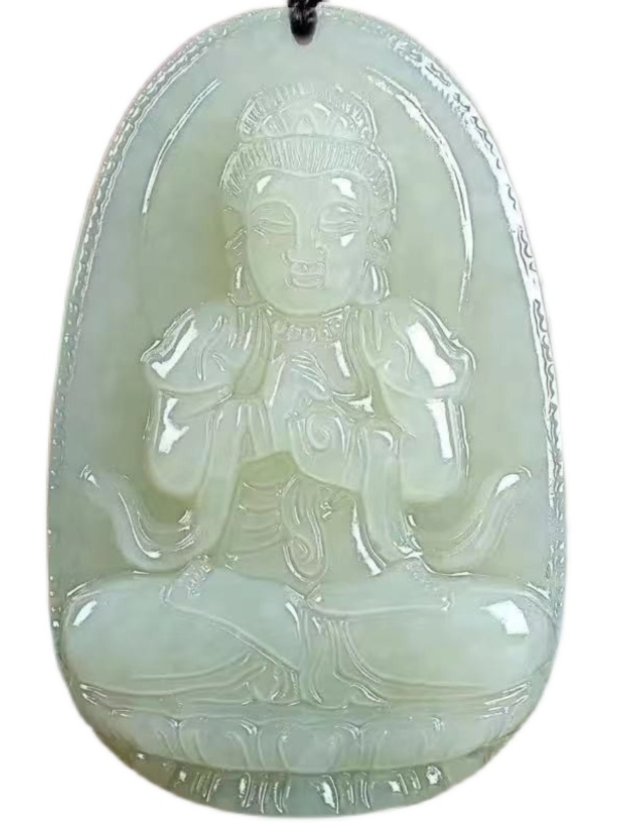 자연적인 HETIAN JADE ZODIAC 수호 신 펜던트 남성과 여성 커플의 부밍 부처님 옥 천손 관음