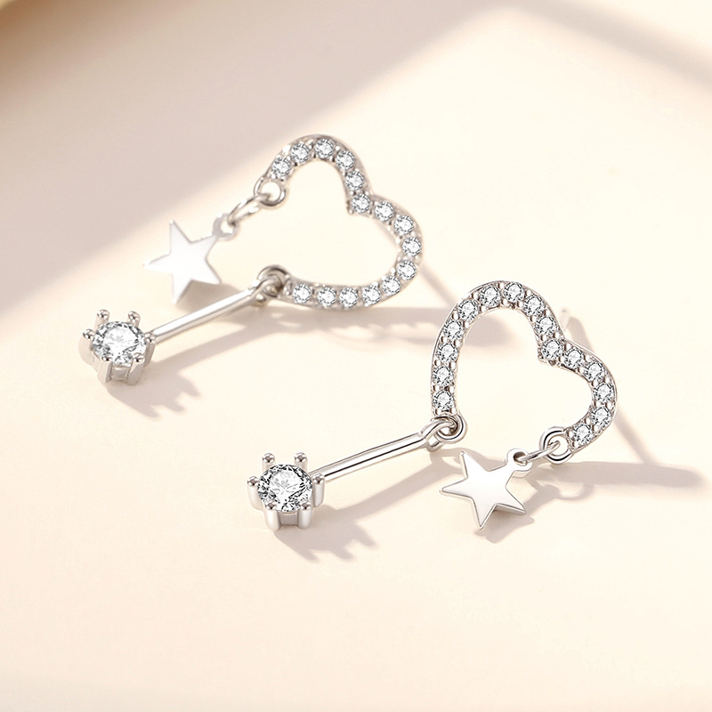 Estilo coreano Stud pendientes 925 Estrella de Plata encantadora borla pendientes largos nichos femeninos diseño sentido alto sentido Stud pendientes al por mayor