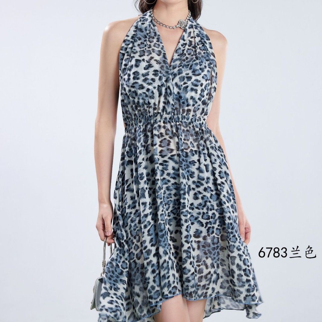 2025 Swimsuit Women's New European and American Cross-Border Sexy Sexy Backless Leopard Print Stylish American Retro Lace-Up Slimming Look