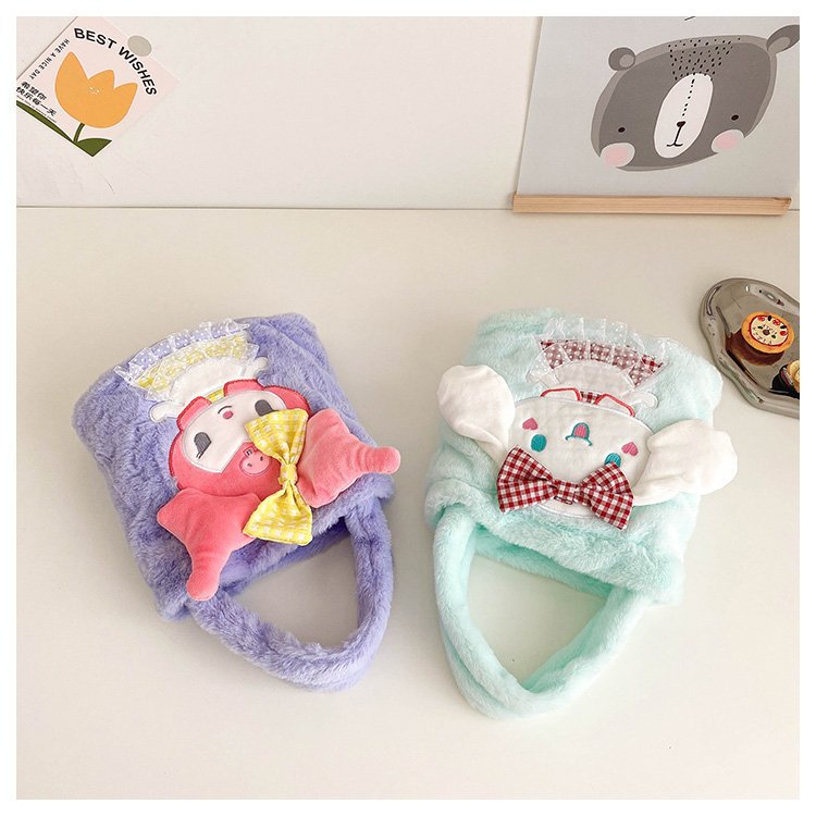 Trendy children's plush bags are in fashion and popularity. Winter children's plush bucket bags, handbags, cartoon little animals, girls' street style undefined