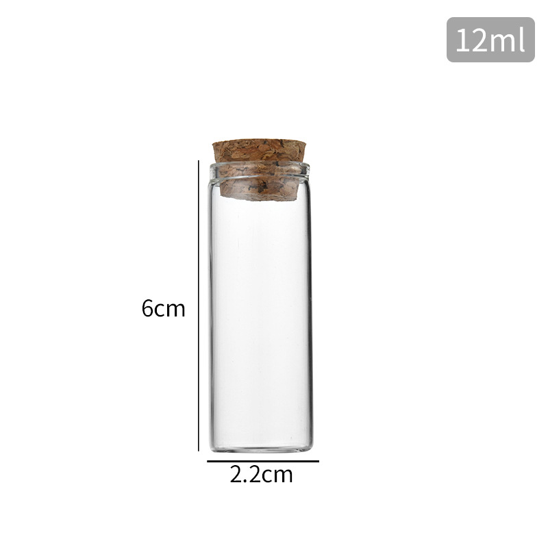 Botella de Tubo Transparente de boca recta de 22mm con botella de corcho a la deriva botella de vidrio sellada botella de deseos botella de dulces de té de flor de madera de agarwood