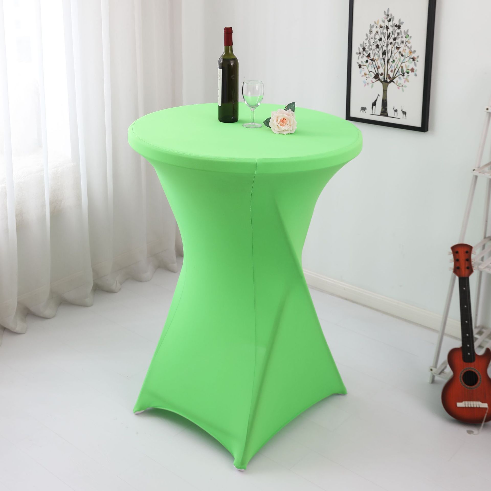 Amazon sólido barra mesa de comedor cubierta de mesa de banquete cóctel cubierta de mesa redonda tela de mesa elástica tabla de pies altos