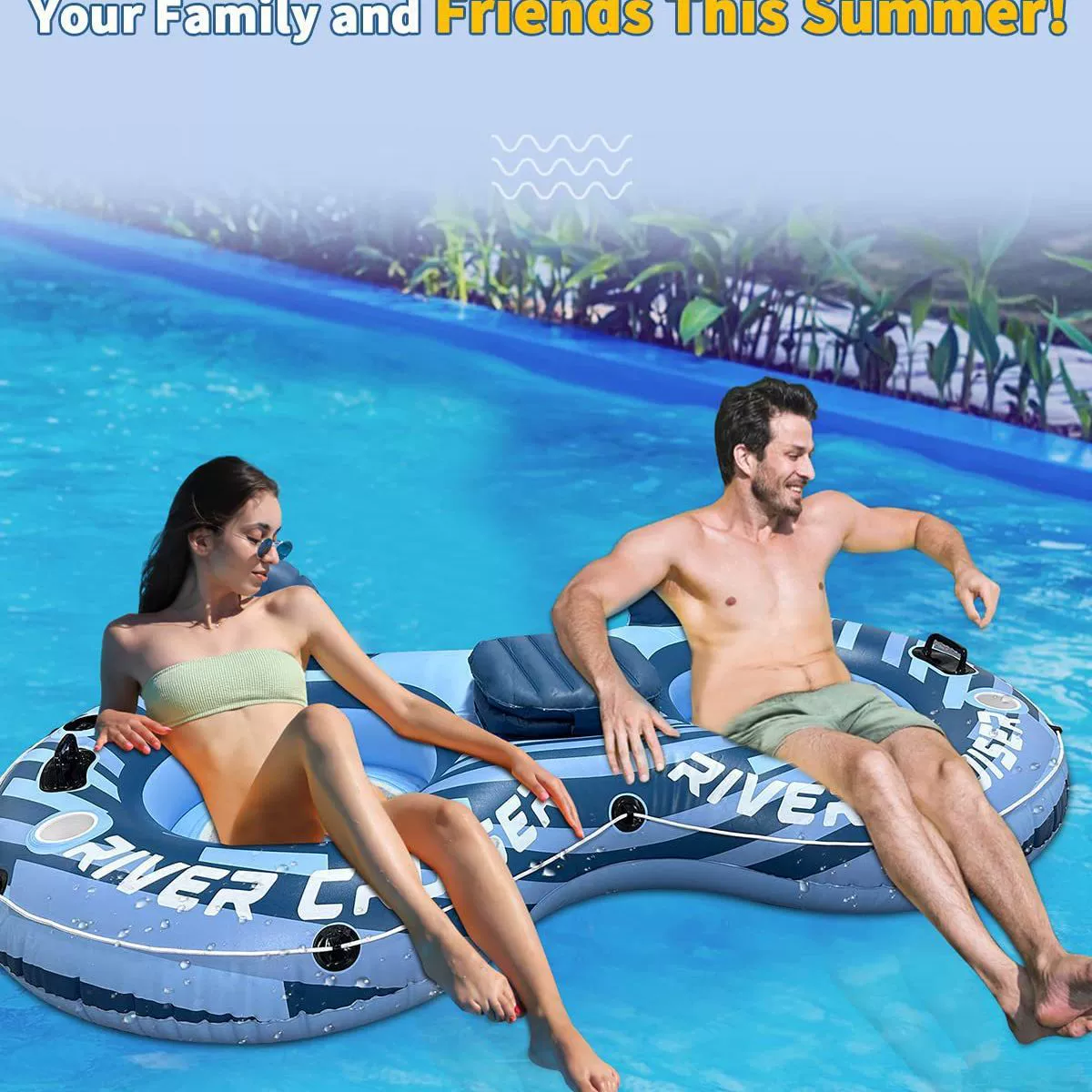 TINSUN трансграничный надувной водный плавающий ряд открытый водный двойной спинкой сиденье Кресло плавающая кровать взрослое плавательное кольцо