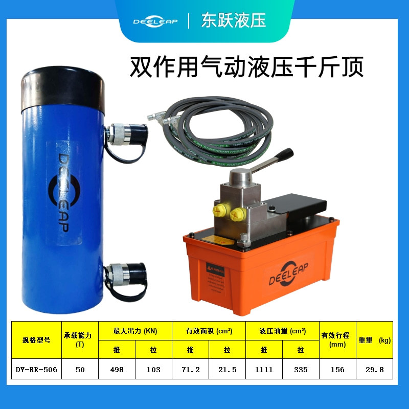 RR506双作用高压油缸加双向气动液压泵做50T重物顶升推拉平移油顶