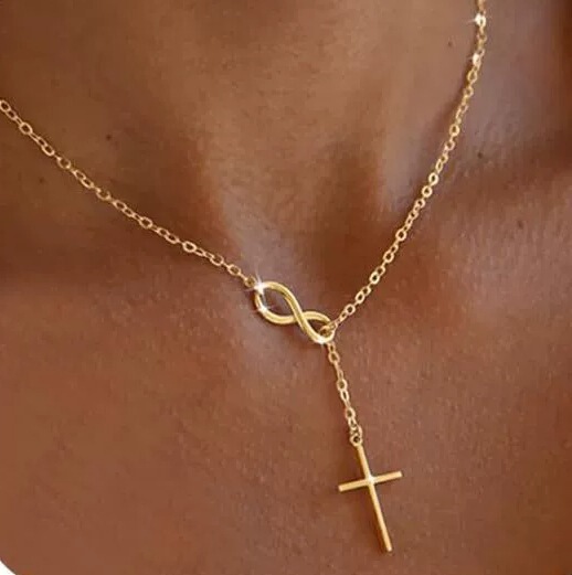 Cross-border Explosions Simple 8-character Cross Necklace Jewelry European and American Women's Fashion Explosions Clavicle Chain Cross-border Explosions Simple 8-character Cross Necklace Jewelry European and American Women's Fashion Explosions Clavicle Chain