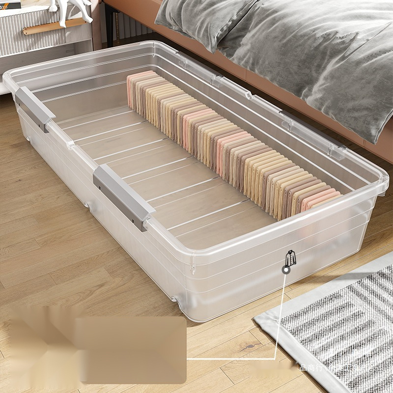 Under-Bed Storage Box with Wheels, Household Flat Drawer-Type Transparent Clothing Storage Box, Organizer Box for Storing under the Bed