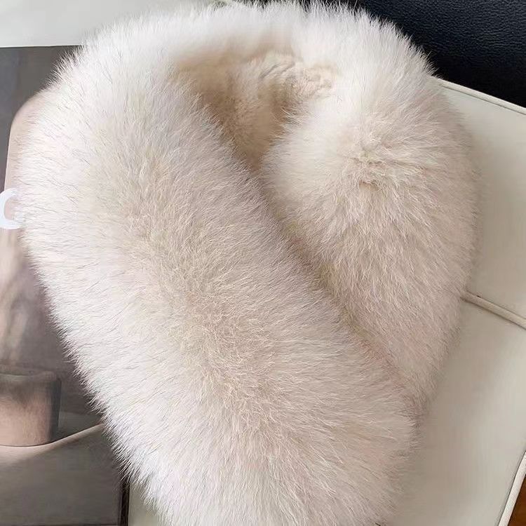 New Double-Sided Fur Fox Fur Scarf for Women, Rabbit Fur Lining, Autumn and Winter Korean Style Versatile Fur Scarf, Maoshenglong