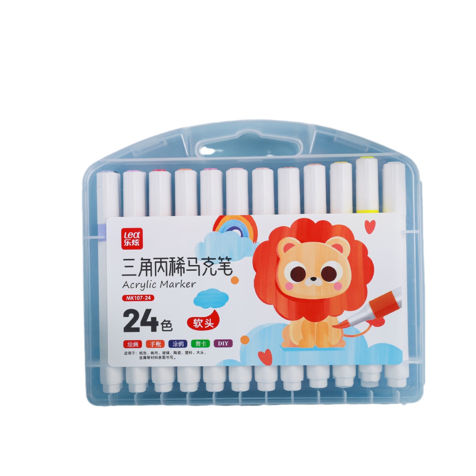 Niños de 60 colores triángulo blando acrílico marcador de color plegable impermeable estudiantes graffiti DIY caja de pincel de color