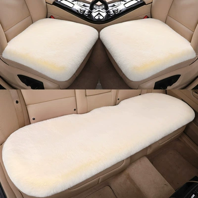 Imitation Rex Rabbit Fur Small Waist Car Cushion Non-slip Small Three-piece Thickened Warm Single Cushion No Backrest Rabbit Fur Cushion (Wool pad) - elegant-purple-small-three-pieces-2-square-cushions-and-1-rear-seat-cushion